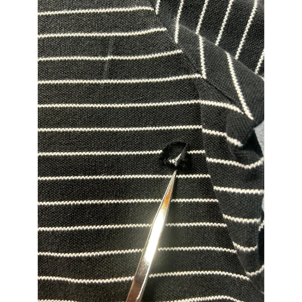 Polo Ralph Lauren Mens XL Black White Striped‎ Polo Shirt Short Sleeve Pique